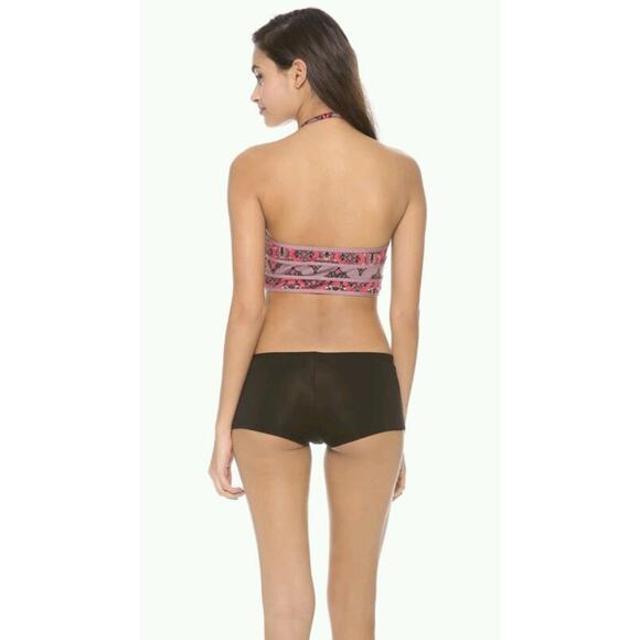 New $48 Free People Intimately Printed Halter Neck Bra TAUPE Size Medium - Picture 3 of 4